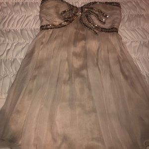 Formal bow front gold/champagne dress